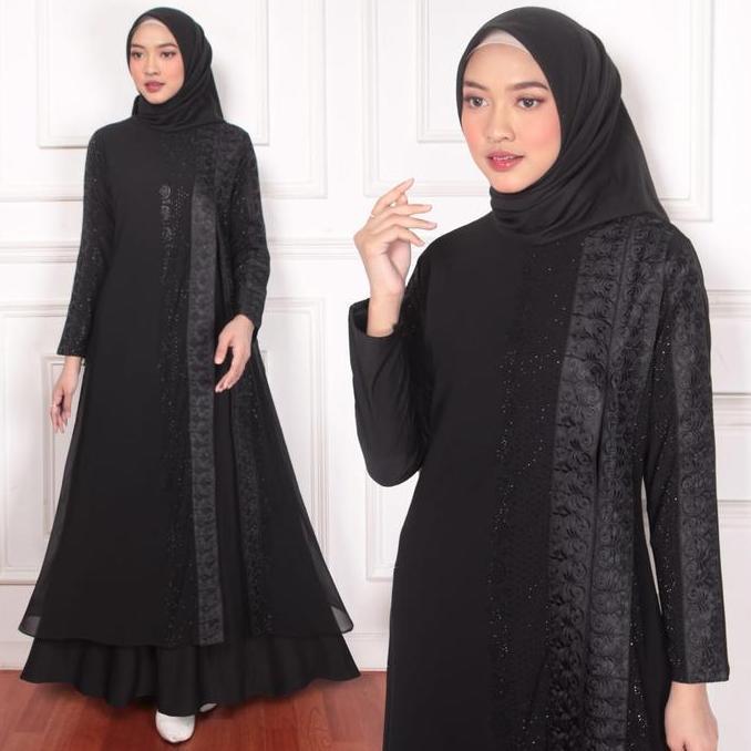 Wxwxw- Galeri Sicantik - Cod - Gamis Abaya Hitam Polos Bahan Jatuh - Abaya Turkey Hitam Polos - Gami