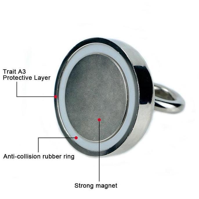 42mm 60kg Magnet Neodymium Strong Bulat Magnet Super Kuat Hook Bulat Alat Magnet Fishing