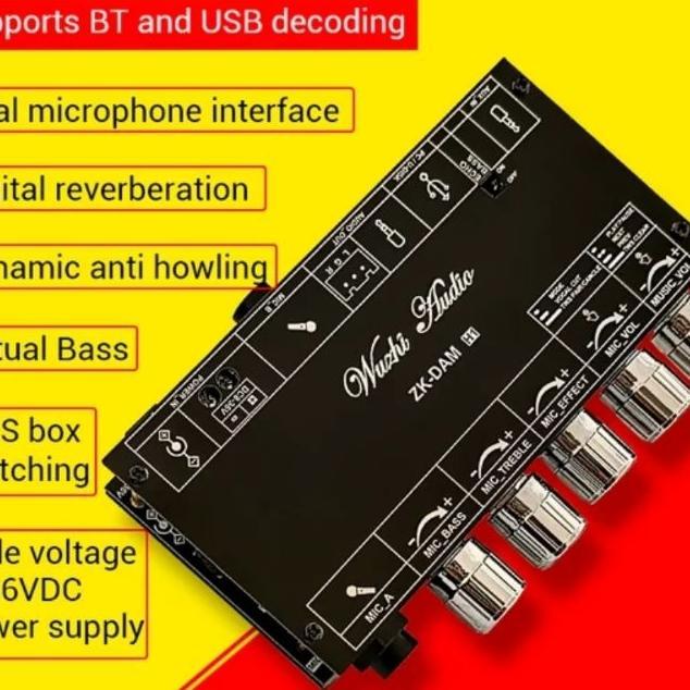 Reverb Digital Echo Effect Microphone Karaoke Bluetooth Wuzhi Audio Zk-Dam H1