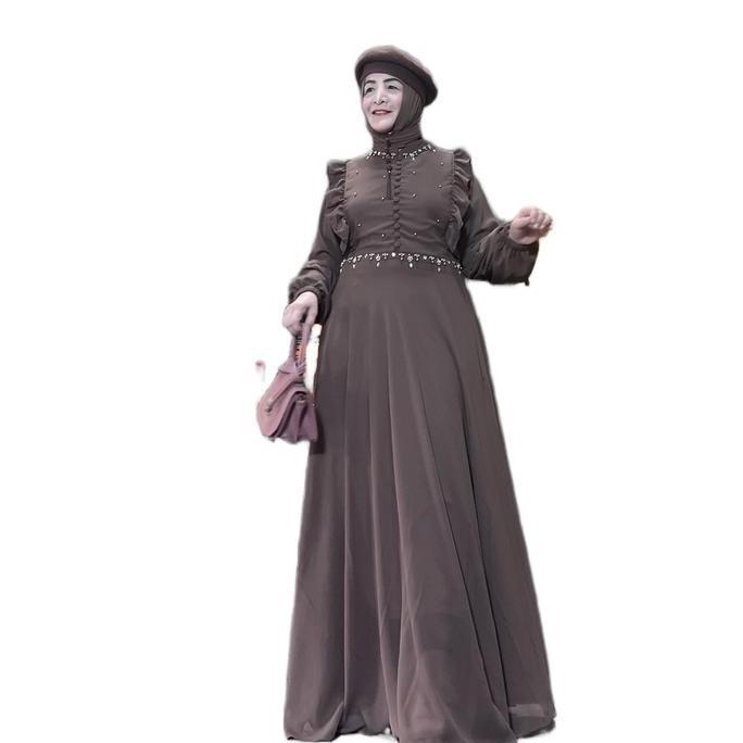 Wxwxw- Diandra Gamis Ceruty Babydoll Rempel Dada  Muslim Panjang Wanita Dress Maxi Kondangan Dewasa 