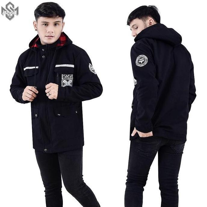 Jaket Parka Steal SNSR Bahan Kanvas Tebal Purring Dakron Ukuran M-L-XL Parasut Tebal Tebal Nyaman Pa