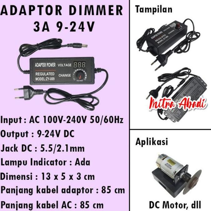 Adjustable Power Adapter Dimmer / Adaptor Dimmer 3A AC - DC 9 - 24V