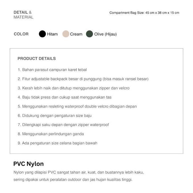 3Second Jas Hujan Pria Wanita Regular Fit Raincoat Setelan Eden OL-C090125