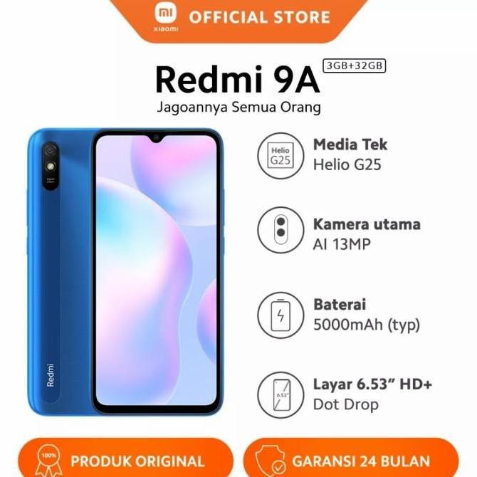 Xiaomi Redmi 9A Ram 3/32 GB | Layar 6.53 Batre 5000 mAh Garansi Resmi