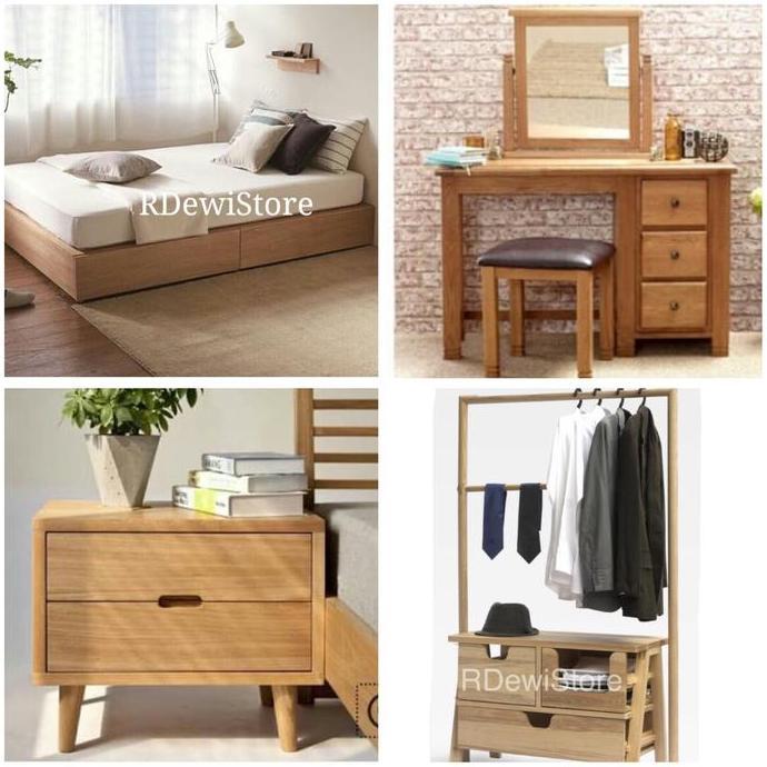 Terlaris Tempat Tidur / Dipan, Nakas, Meja Rias,Rak Gantung Minimalis Kayu Jati