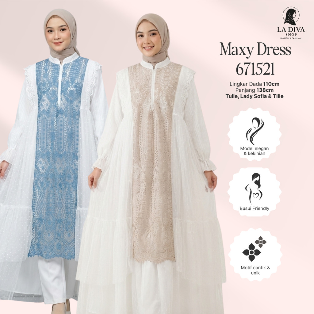 La Diva - Rianty Maxy Dress Lebaran Elegan Busui Kombinasi Tile - EXTU HERITAGE 671521