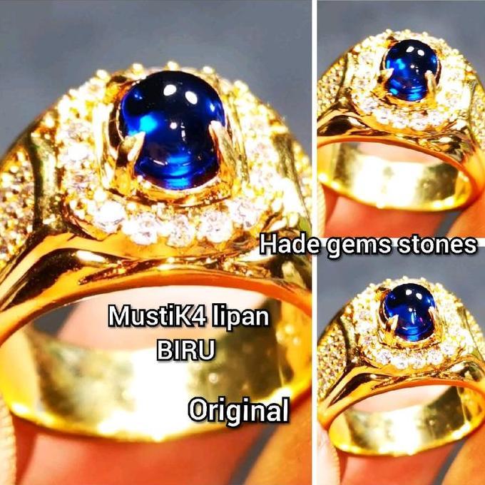 CINCIN  Harian Batu mustika lipan biru asli Bangkok kekerasan 9'25 MOHS