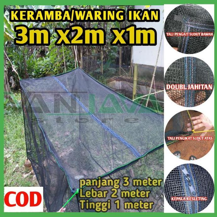 Jaring Keramba ikan tutup burayak larva nila 3x2x1 karamba ikan murah