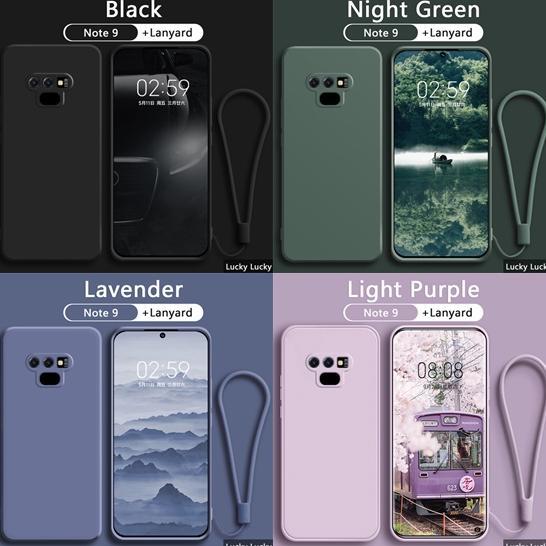 Case Samsung Note 9 Liquid Suede Bludru LANYARD tali Casing Softcase Silicone Candy