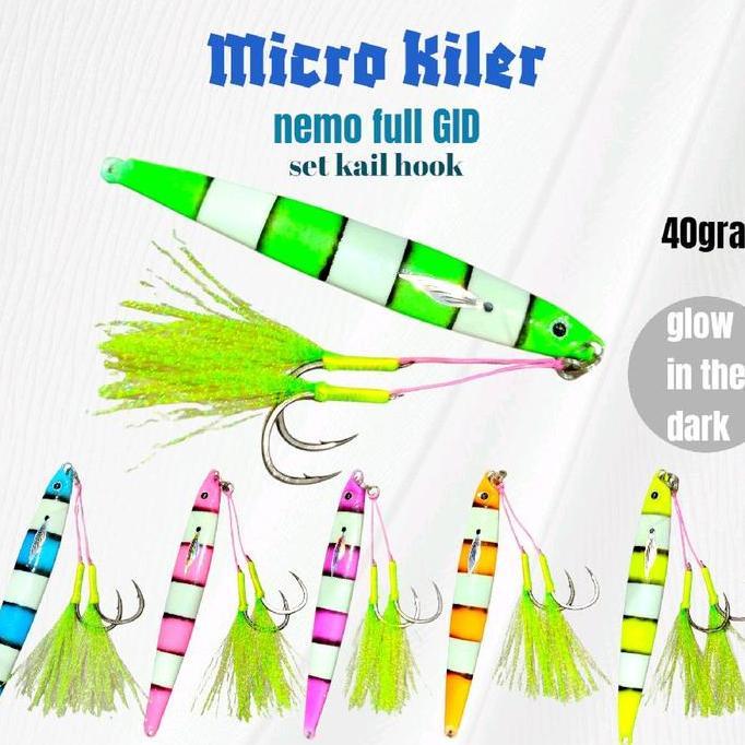 JIGPARA LONG 40gr GID NEMO umpan metal jig micro kiler jig 40 gram gid menyala dalam gelap metal jig