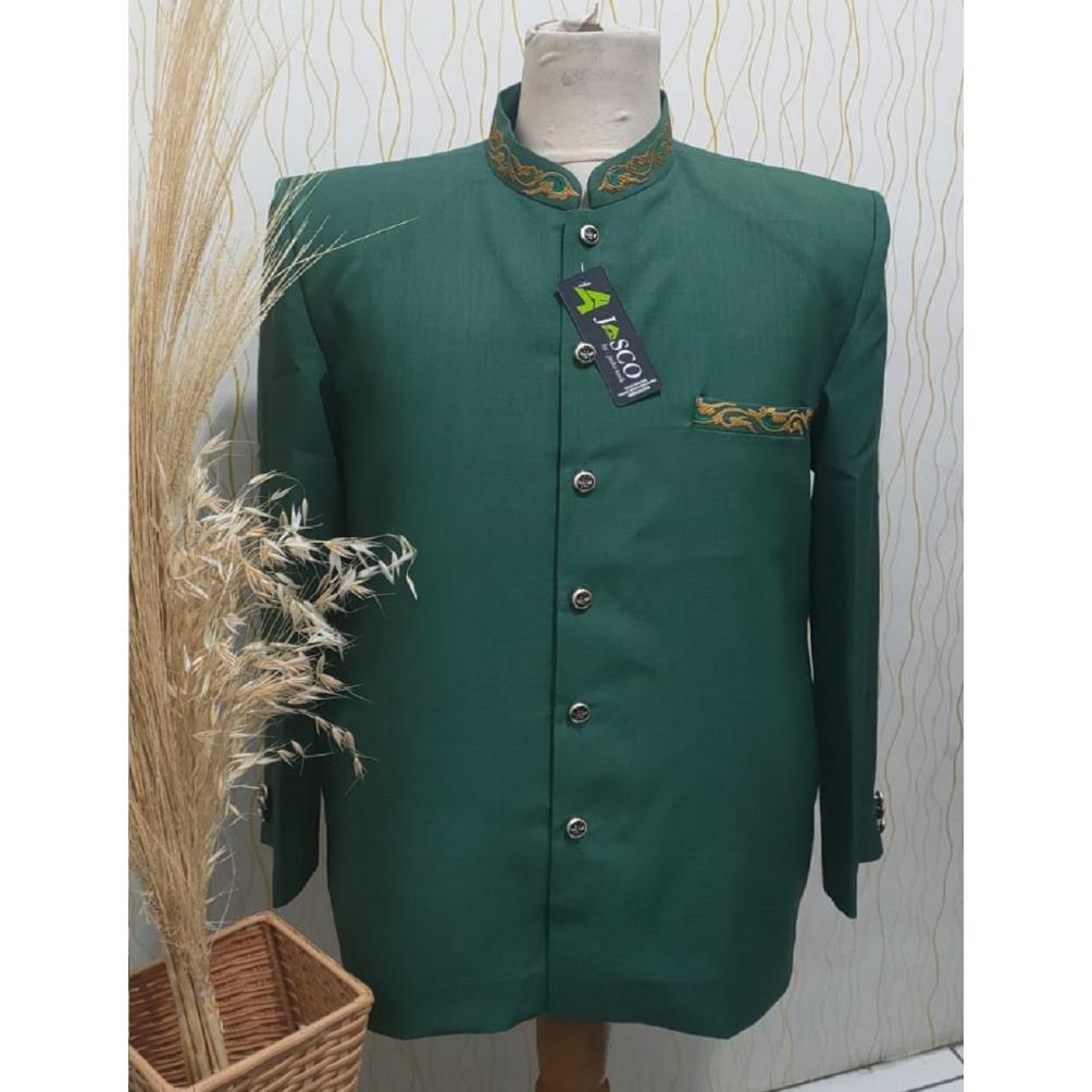 KAVELLEWORKS NEW... JASKO TASIK HITAM WOL NOVUS JAS KOKO PRIA BORDIR SEDERHANA KERAH SAKU BY JASCO T