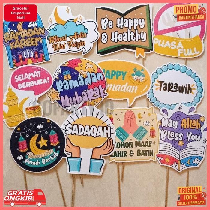 Terlaris Photobooth Props Ramadan Idul Fitri Lebaran Tongkat Foto Ramadhan Dekorasi Hiasan Photo