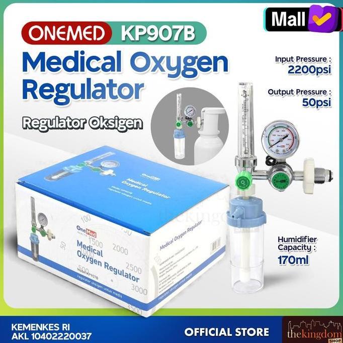 CLEARANCE SALE - Onemed KP907B Medical Oxygen Regulator Biru Alat Pernapasan Tabung Oksigen Medis KP