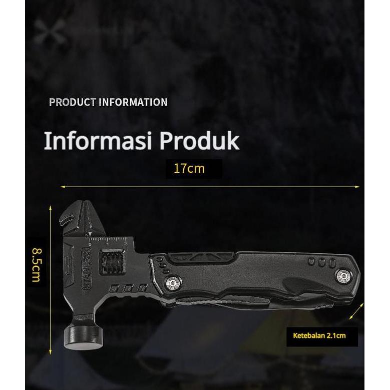 Vandring- Kunci Tang Lipat Serbaguna 16-In-1 (Untuk Outdoor, Emergency, Toolkit Mobil) Lengkap Pisau