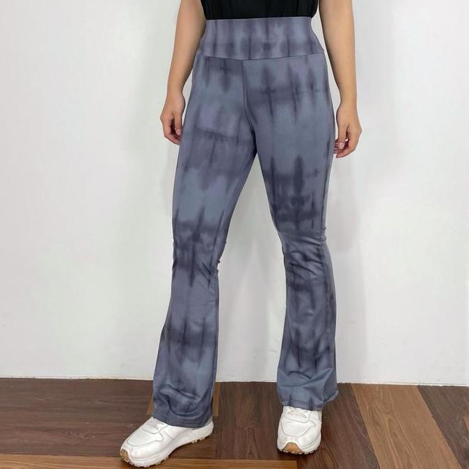 Fitto- Mbs Celana Cutbray Wanita Motif/ Legging Yoga Gym Legging Flare Pants Celana Highwaist Yoga F