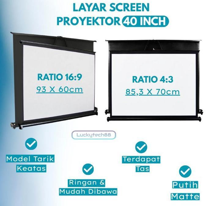 Table Projector Screen Portable Layar Proyektor Lipat 40 Inch