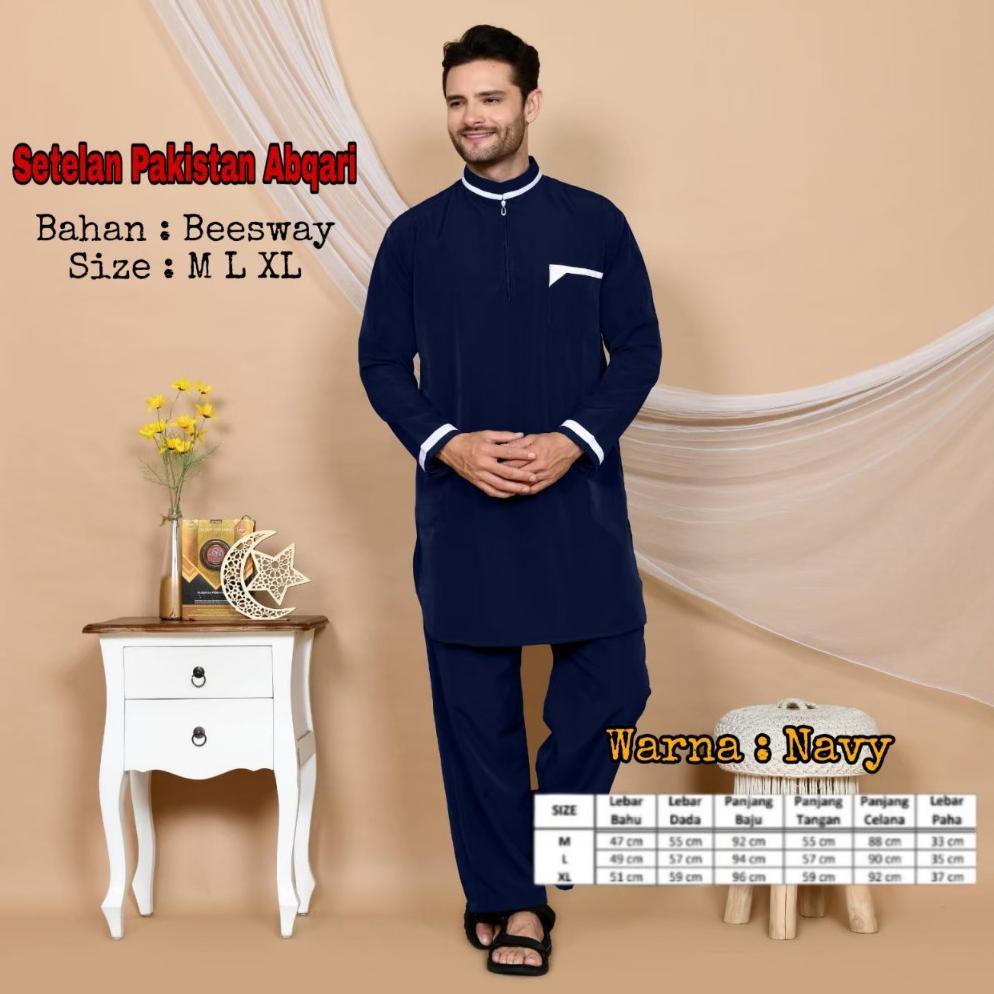 Setelan Pakistan Abqari  - Baju Koko Muslim Setelan Pakistan Dewasa - Koko Pakistan Dewasa Spesial R