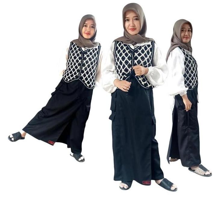 Rok Celana Panjang Wanita Dewasa Nafisah Jumbo Warna Hitam Dan Cokelat Muslim