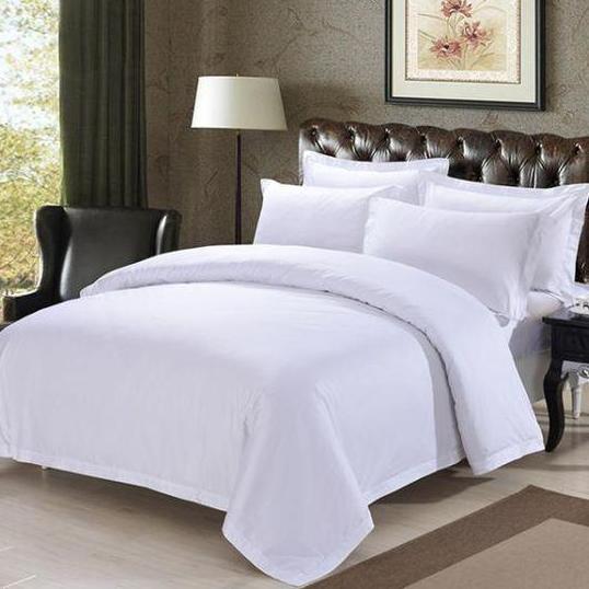 BONUS - Sprei Fitted Full Katun DOBBY Premium Polos Putih TC 300 (Sprei Only)