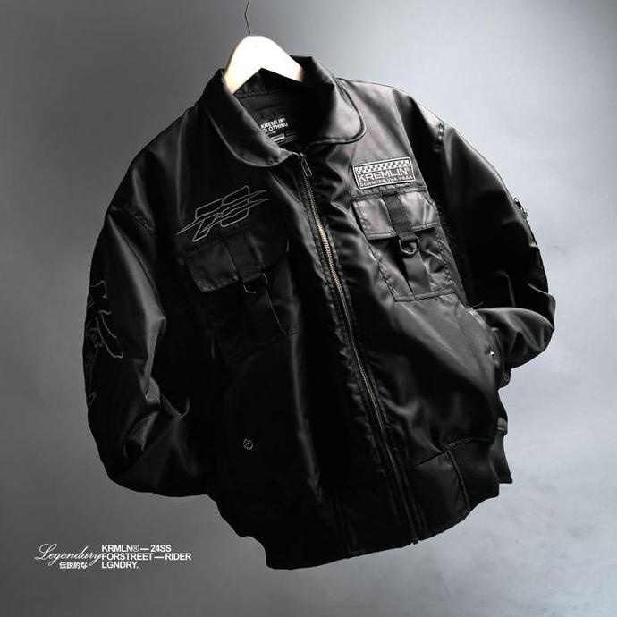KREMLIN Bomber Jacket Boxy Black Biker - LEGENDARY