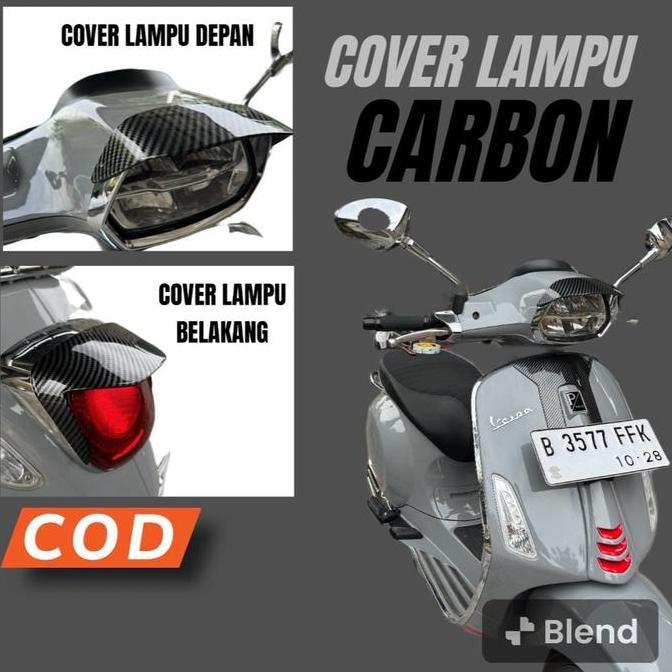 Cover Lampu Vespa Sprint Carbon / Cover Lampu Carbon Vespa Matik Sprint Variasi Vespa Sprint Aksesor