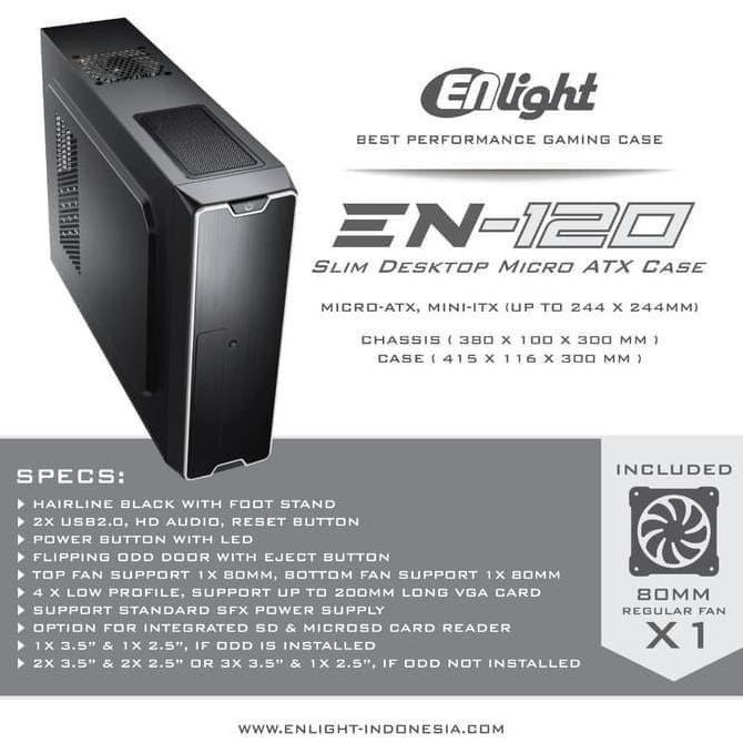 TERMURAH - CASING CPU MINI ENLIGHT EN 120 include PSU enlight 300w