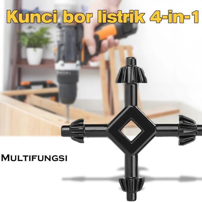 ESOKUIKI Kunci Bor Kepala Bor 4 Cabang / Drill Chuck Key 4 IN 1 UNIVERSAL