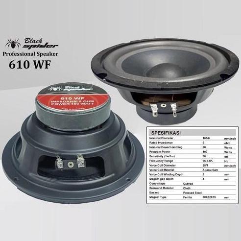 SPEAKER 6" INCH BS 610 WF BLACK SPIDER 610-WF ORIGINAL POWER 6 INCH PROFESIONAL SPEAKER KOMPONEN BLA