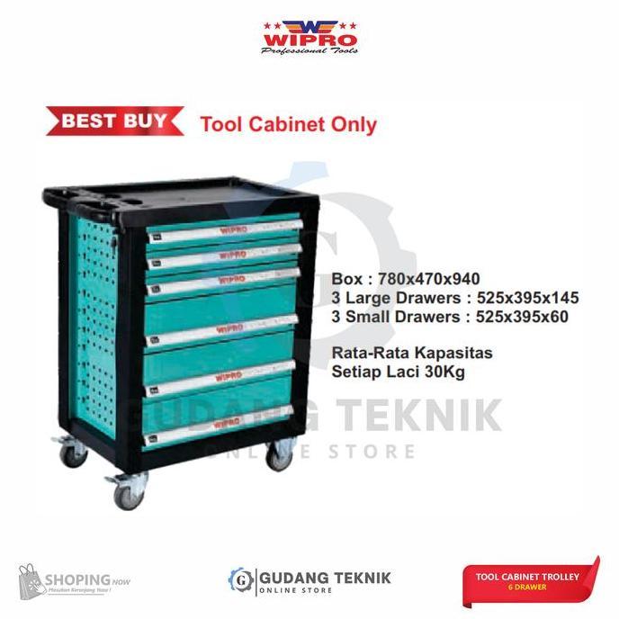 GUNMED Tool Box Cabinet Trolley 6 Drawer WIPRO TCT-06D / Tool Cabinet Only