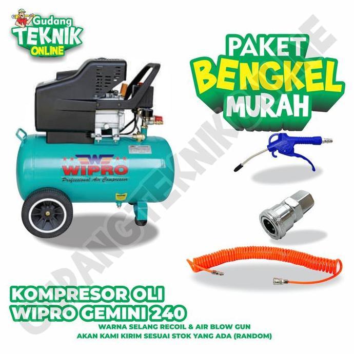 GUNMED Kompresor Angin Udara 24L WIPRO GEMINI 240 1Hp Portable Air Compressor / Kompresor Angin 24 L
