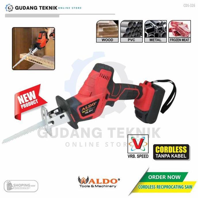 VIST Cordless Recipro Saw 65mm ALDO CDS-326/ Mesin Gergaji Baterai 16.8V ALDO CDS 326 - Reciprocatin