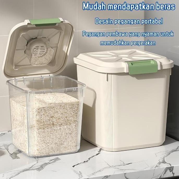tempat beras 25kg model baru tempat beras aesthetic tempat beras 5 kg storage tempat beras kaca  tem