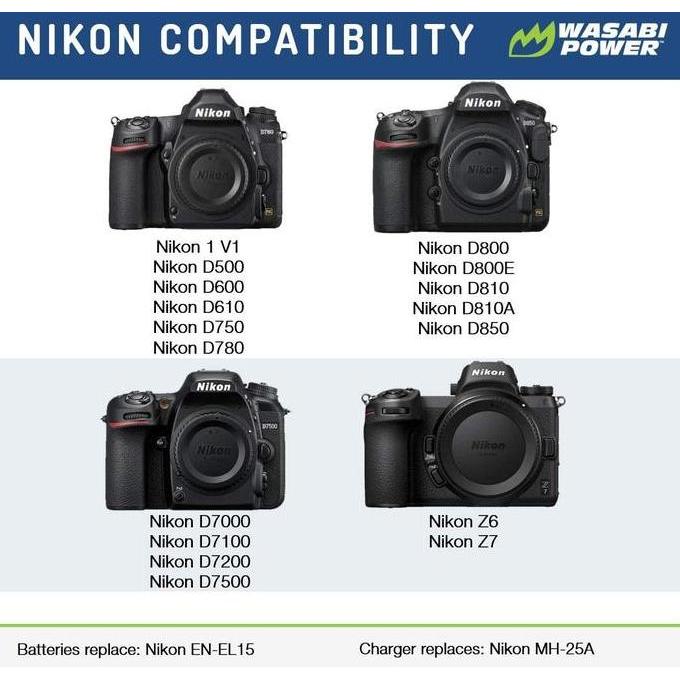 Nascosta- Wasabi Power Battery & Charger For Nikon En-El15 En-El15A En-El15B Enel15 Enel15A Enel15B 