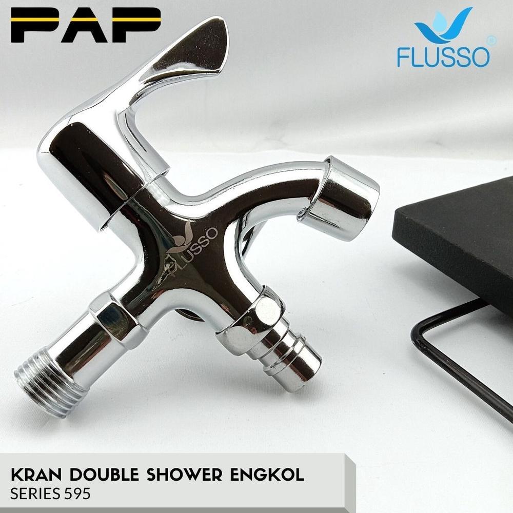 Flusso Paket Hemat Shower Set Komplit + Keran Double Flusso Original Garansi Series 595