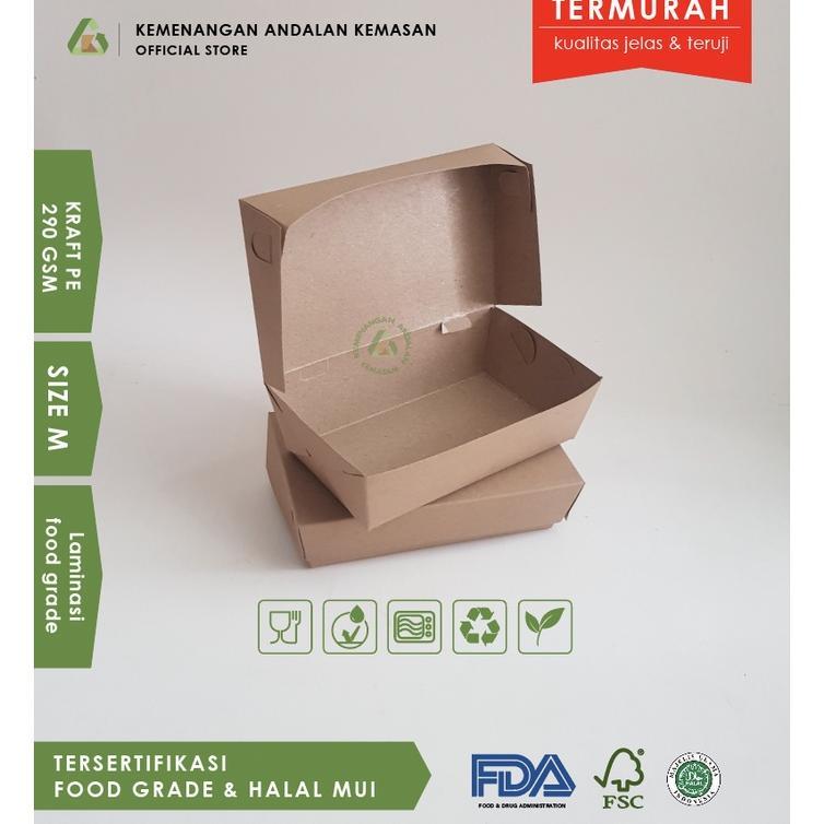 HOT DEALS PAPER LUNCH BOX S, M, L / KOTAK MAKANAN COKLAT POLOS / LUNCH BOX SELIP (WAJIB MEMBELI EXTR