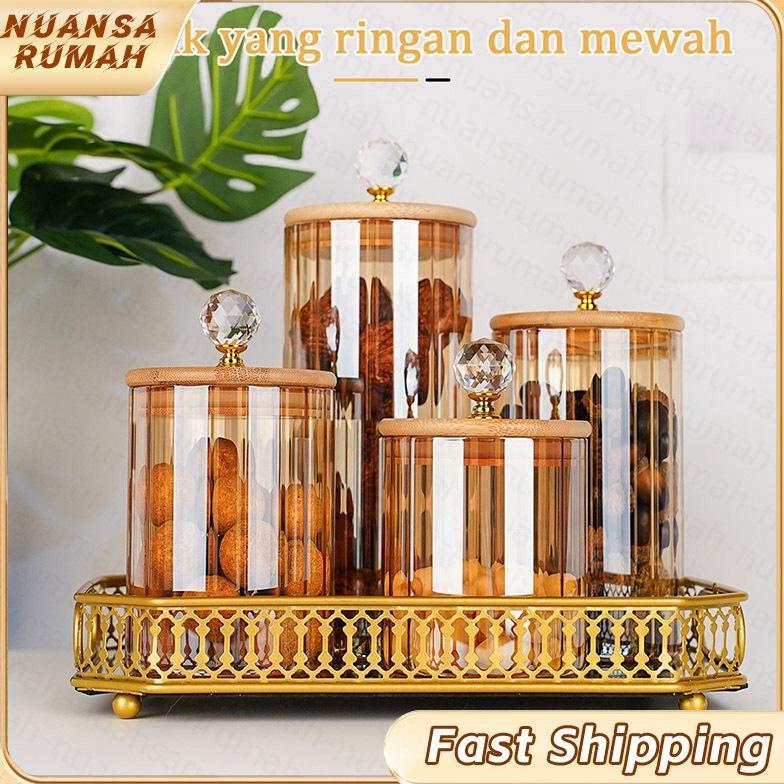 TOPLES KACA AESTHETIC TOPLES MEWAH SET TEMPAT PENYIMPANAN KACA BENING TOPLES MAKANAN SERBAGUNA TOPLE