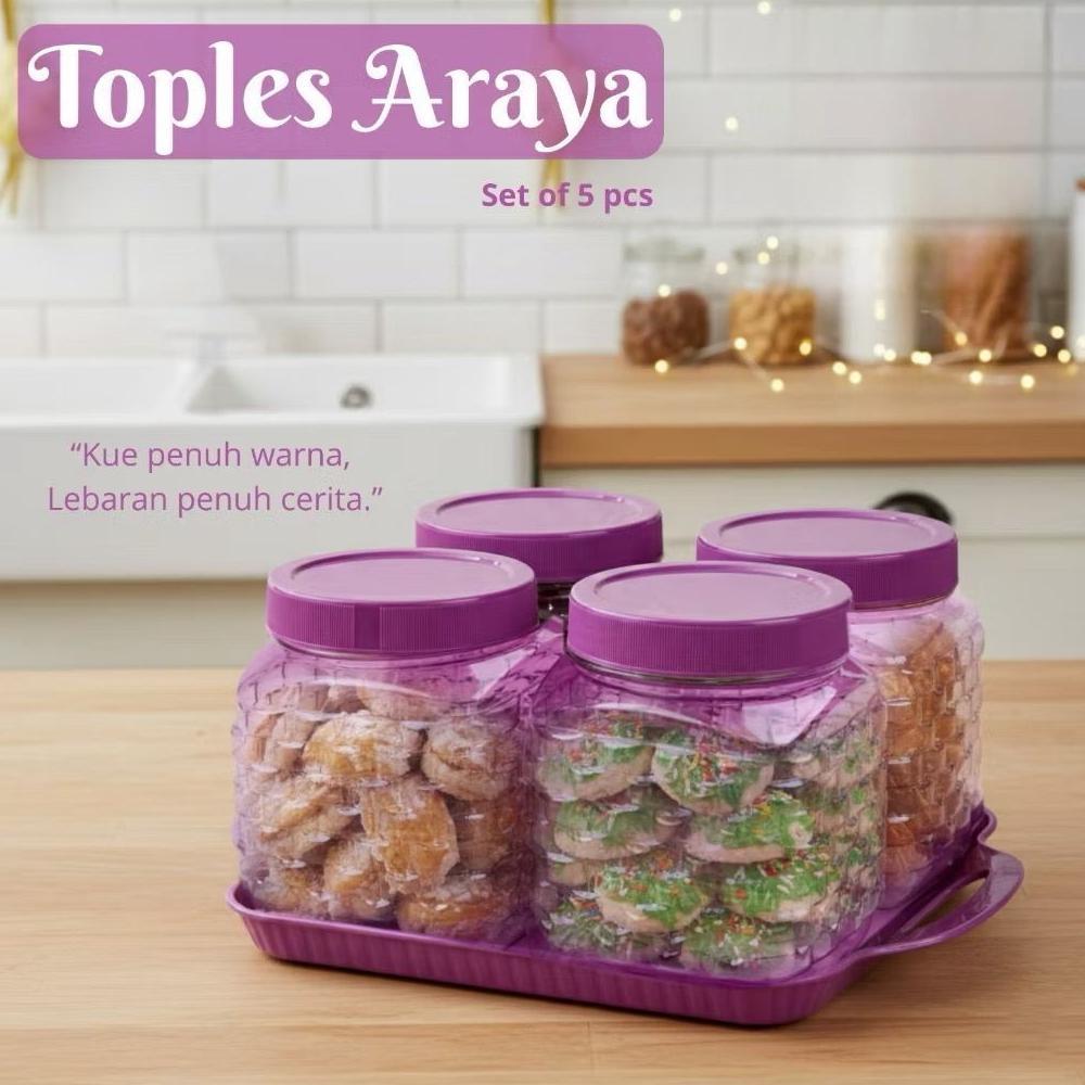 TOPLES KUE SET / TOPLES PLASTIK BULAT SET / TOPLES LEBARAN / TEMPAT PENYIMPANAN / TOPLES MAKANAN SET