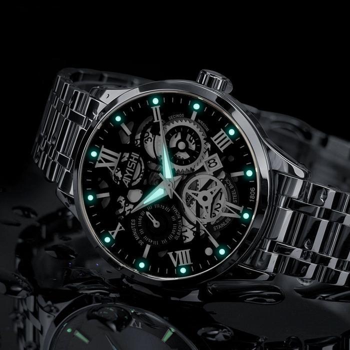 Bisa Cod - Buy 1 Get 1 Aiyishi Jam Tangan Pria Dial Beronggakuarsa Anti Air Tali Stainless Steel Jam