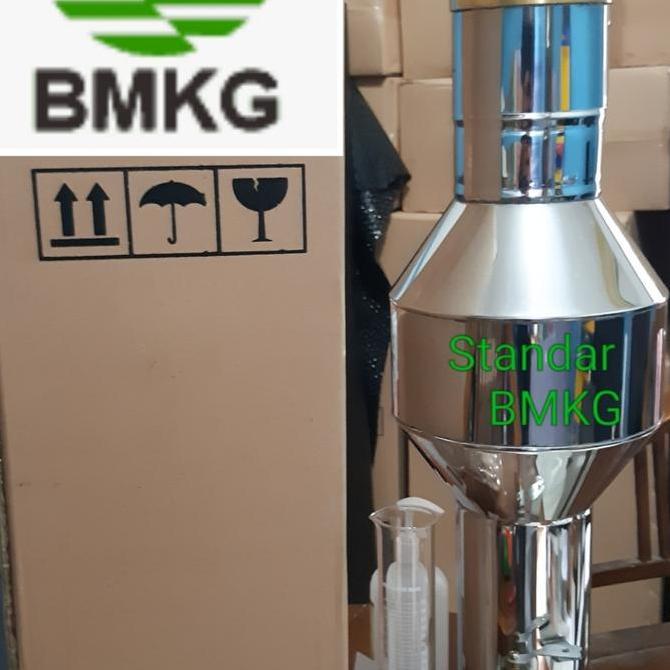 OBS OMBROMETER STANDAR BMKG ALAT UKUR CURAH HUJAN STAINLESS LENGKAP GELAS UKUR 25MM ORIGINAL DAN TER