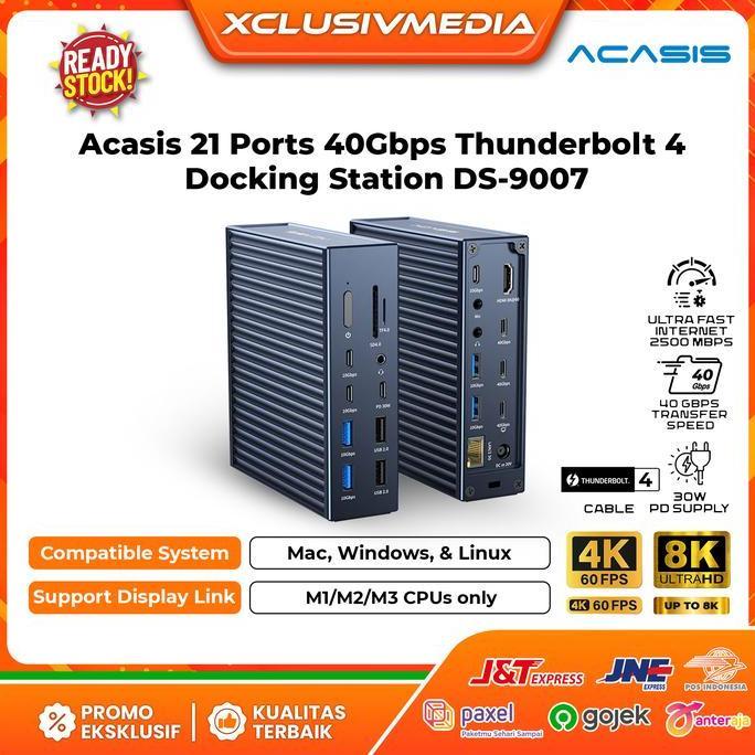 TERMURAH - Acasis 21 Ports 40Gbps Thunderbolt 4 Docking Station for Mac with the M1, M2, M3, M4 Chip