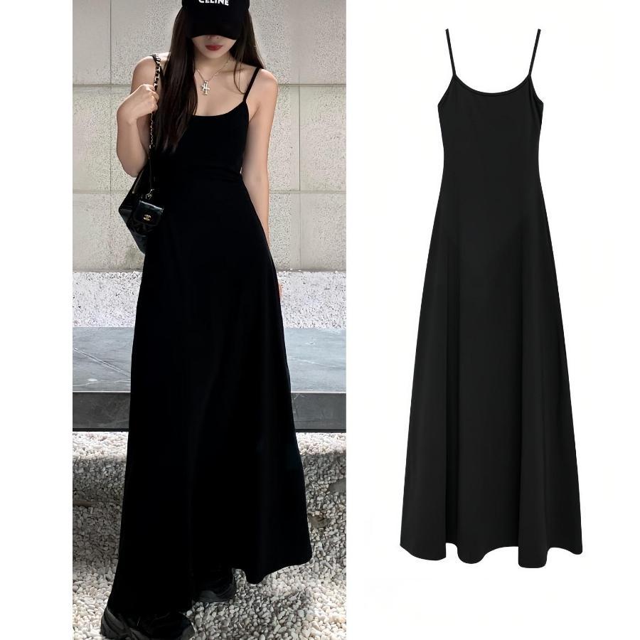 Termurah / Hot Sale Ready Stock Rekomendas Dress Hitam Panjang Wanita Gaya Korea Hepburn Casual Dres