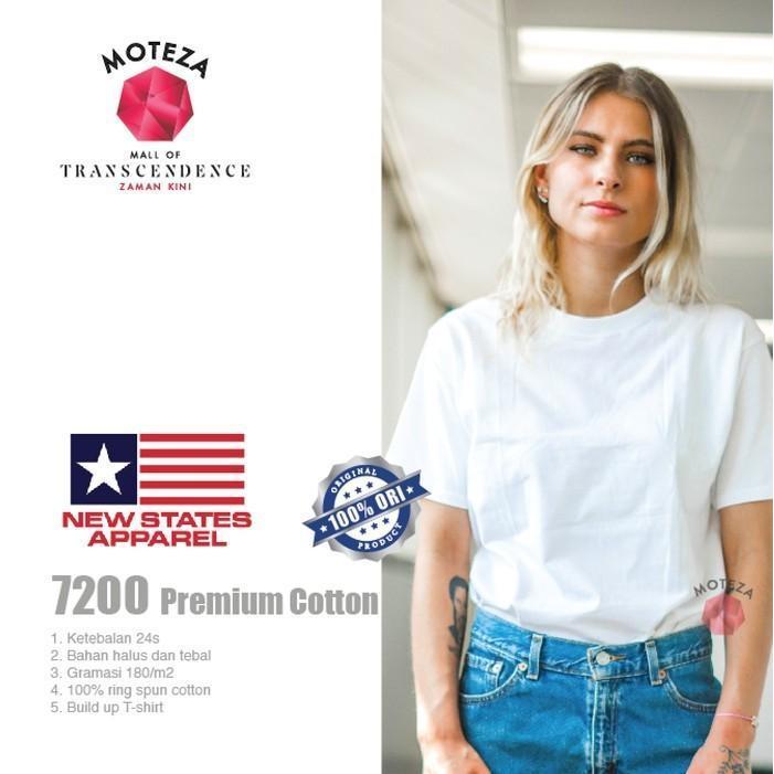 Bisa Cod - Kaos Polos Nsa ( New States Apparel ) 7200 Premium Cotton 24S - Putih & Warna - Size S M 