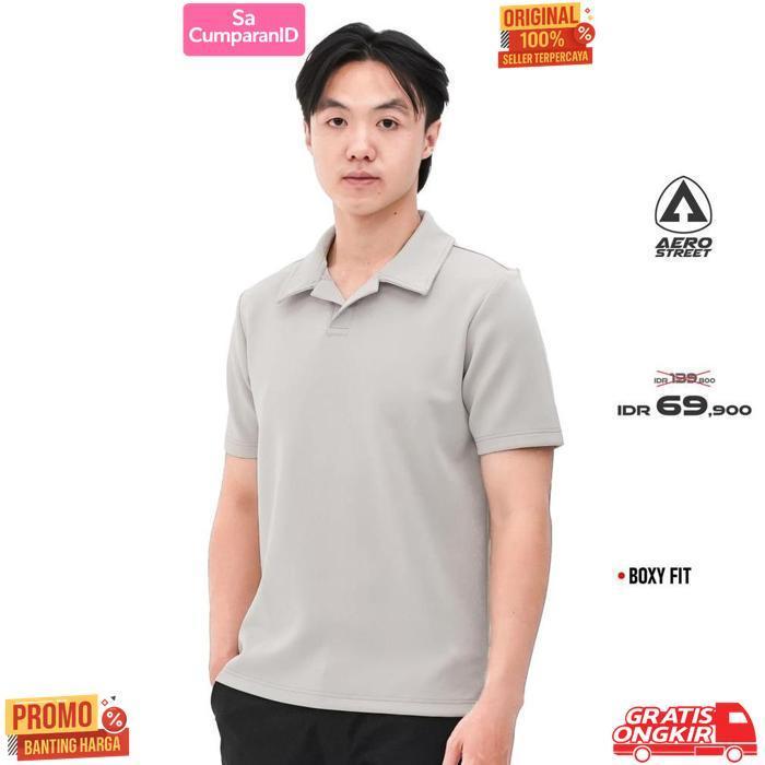 Original Aerostreet Polo Shirt Diego Ivory Man Kaos Kerah Qfbaa
