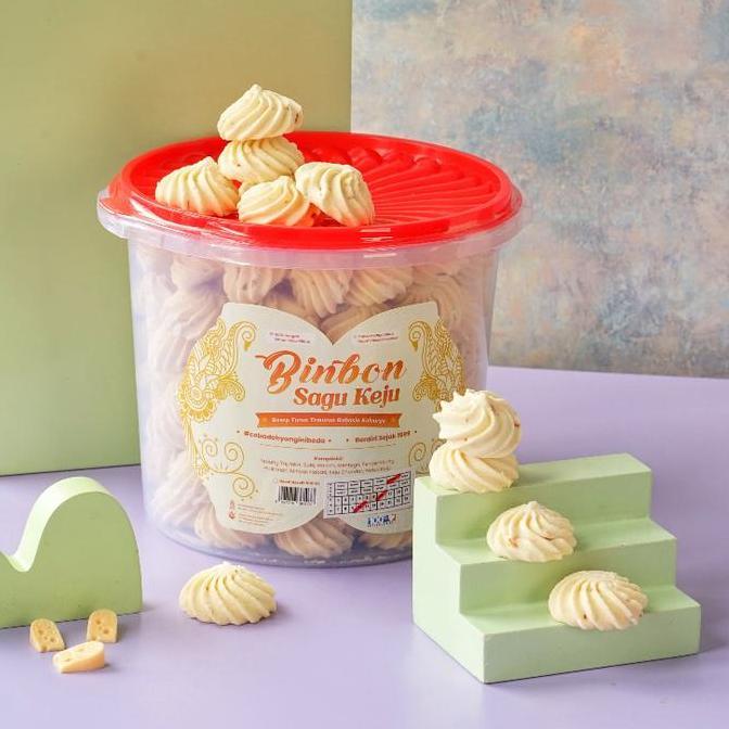 Binbon Cookies Kue Sagu Keju @500 Gr / Toples Sagu Keju Jadul