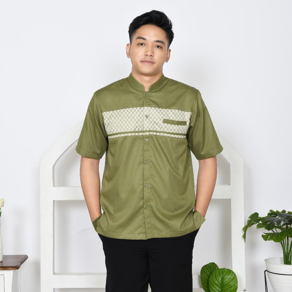 Koko Couple Ayah Dan Anak Warna Hijau Army Songket Termurah