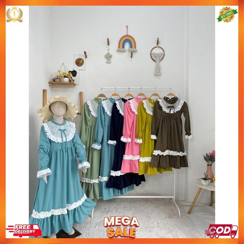Gamis Anak Dixie Brukat Smlxl Baby.Cloth Untuk Umur 3-14Tahun Muslim  Remaja  Tanggung  Cewek  Panja