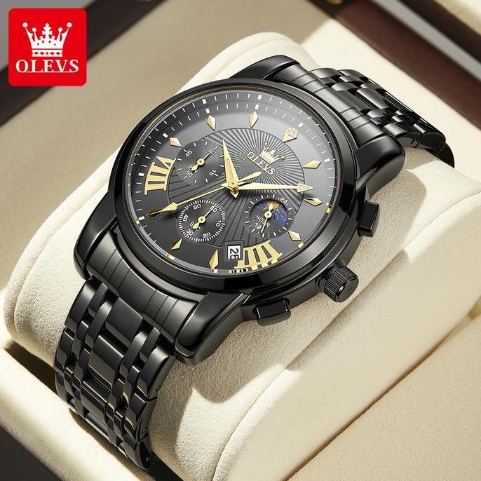OLVES Jam tangan pria terbaru 2025 Jam tangan tahan air bercahaya pria Jam Tangan Kuarsa Stainless S