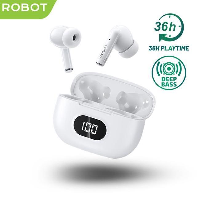 ROBOT Wireless Earphone Airbuds T70 Original TWS Deep Headset Bluetooth Garansi 1 Tahun Earbuds Head