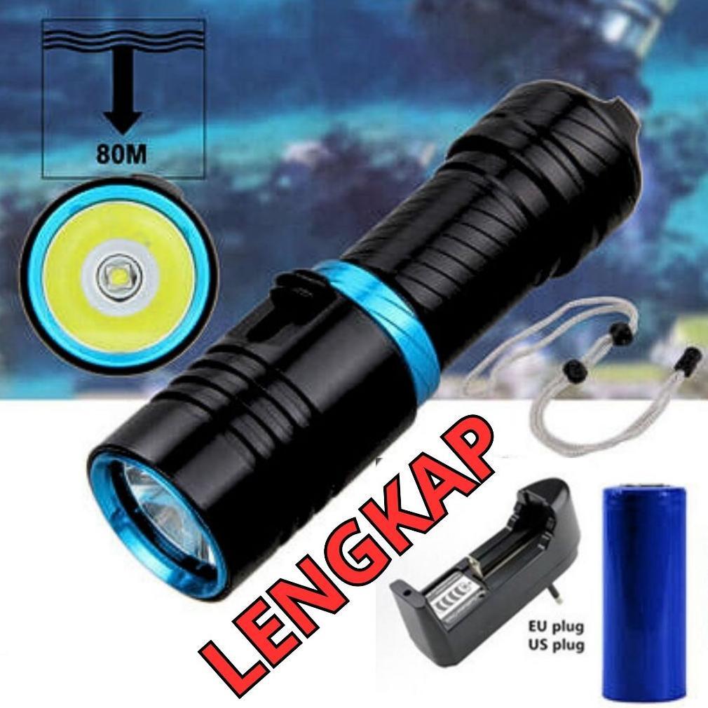 Original Senter Selam LED Anti Air Tahan 30 Jam Senter Diving Super Terang L2 3800 Lumens