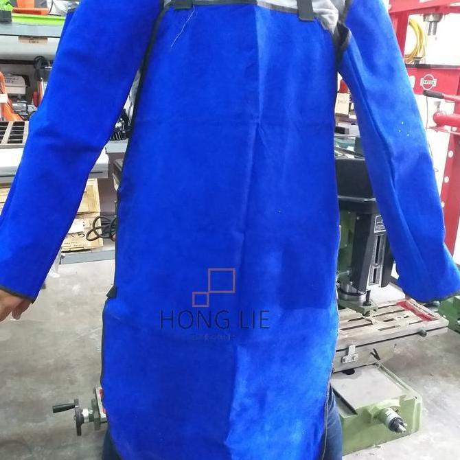 An Las Kulit Set(Dada +Lengan)/Celemek Kulit Las Biru